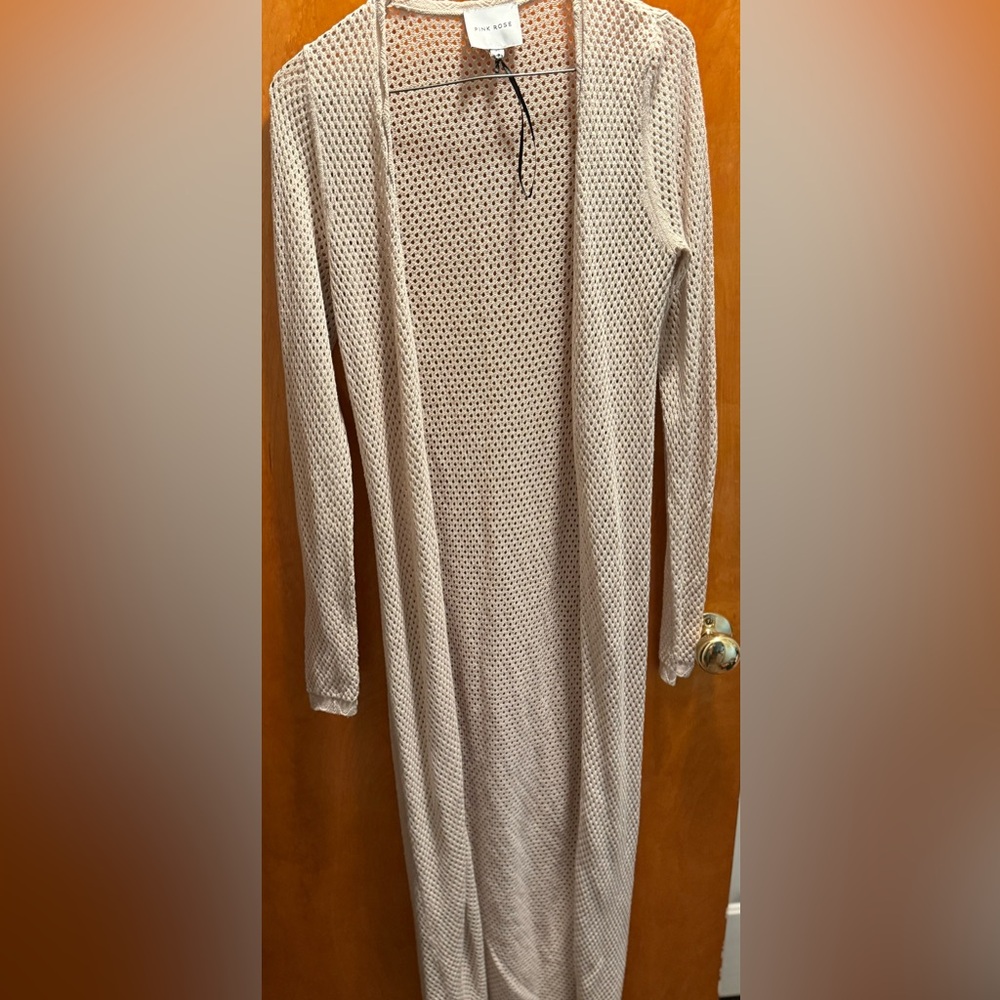 Pink Rose Gray Long Sleeve Crew Neck Sweater